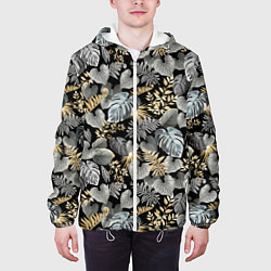 Куртка с капюшоном мужская Серебряные листочки, цвет: 3D-белый — фото 2