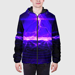 Куртка с капюшоном мужская НЕОНОВЫЕ МОЛНИИ, цвет: 3D-черный — фото 2