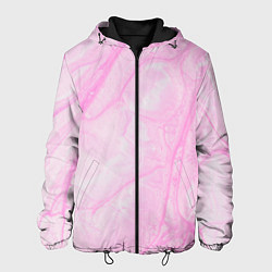 Куртка с капюшоном мужская Розовые разводы краска зефир, цвет: 3D-черный