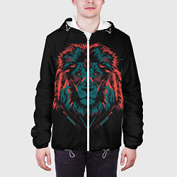 Куртка с капюшоном мужская Лев на закате, цвет: 3D-белый — фото 2