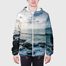 Куртка с капюшоном мужская Море, цвет: 3D-белый — фото 2