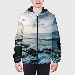 Куртка с капюшоном мужская Море, цвет: 3D-черный — фото 2
