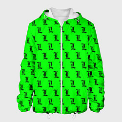 Куртка с капюшоном мужская Эл паттерн зеленый, цвет: 3D-белый