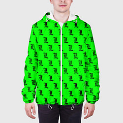 Куртка с капюшоном мужская Эл паттерн зеленый, цвет: 3D-белый — фото 2