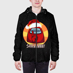 Куртка с капюшоном мужская Новогодний Among us, цвет: 3D-черный — фото 2