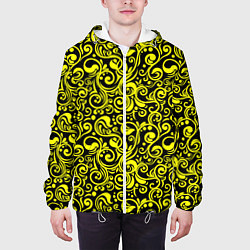 Куртка с капюшоном мужская Желтые узоры, цвет: 3D-белый — фото 2