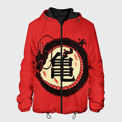 Куртка с капюшоном мужская Иероглифы Китайский Дракон, цвет: 3D-черный