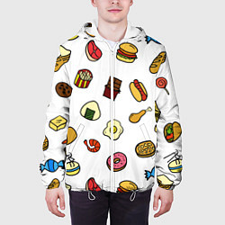Куртка с капюшоном мужская Разная Еда, цвет: 3D-белый — фото 2