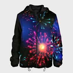 Куртка с капюшоном мужская Новогодний Салют, цвет: 3D-черный