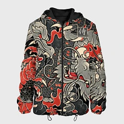 Куртка с капюшоном мужская Самурай Якудза, драконы, цвет: 3D-черный