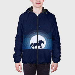 Куртка с капюшоном мужская Луна в минимализме, цвет: 3D-черный — фото 2
