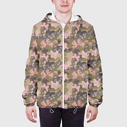 Куртка с капюшоном мужская Камуфляж с бабочками, цвет: 3D-белый — фото 2