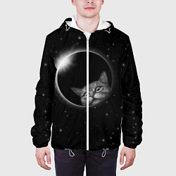 Куртка с капюшоном мужская Кот в Космосе, цвет: 3D-белый — фото 2