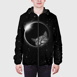 Куртка с капюшоном мужская Кот в Космосе, цвет: 3D-черный — фото 2