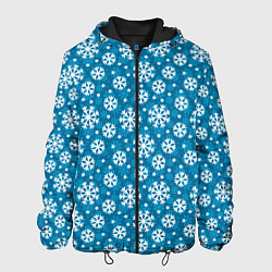 Куртка с капюшоном мужская Снежинки, цвет: 3D-черный