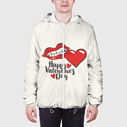 Куртка с капюшоном мужская Happy Valentines Day, цвет: 3D-белый — фото 2