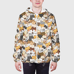 Куртка с капюшоном мужская Котики муркотики, цвет: 3D-белый — фото 2