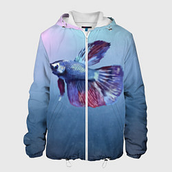 Куртка с капюшоном мужская Рыбка, цвет: 3D-белый