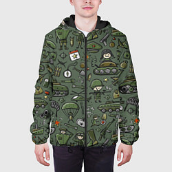 Куртка с капюшоном мужская Военные атрибуты, цвет: 3D-черный — фото 2