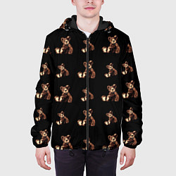 Куртка с капюшоном мужская Плюшевый Мишка Паттерн, цвет: 3D-черный — фото 2