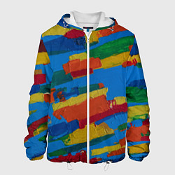Куртка с капюшоном мужская Разноцветная абстракция, цвет: 3D-белый