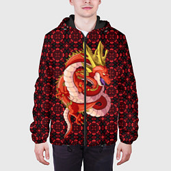 Куртка с капюшоном мужская Шар дракона, цвет: 3D-черный — фото 2