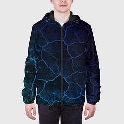 Куртка с капюшоном мужская НЕОНОВЫЕ ТРЕЩИНЫ NEON CRACKS, цвет: 3D-черный — фото 2