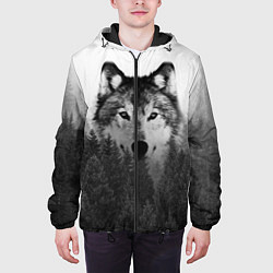Куртка с капюшоном мужская Волк, цвет: 3D-черный — фото 2