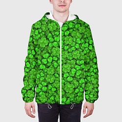 Куртка с капюшоном мужская Зелёный клевер, цвет: 3D-белый — фото 2