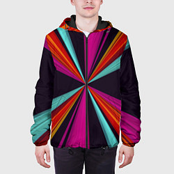 Куртка с капюшоном мужская Полосы, цвет: 3D-черный — фото 2
