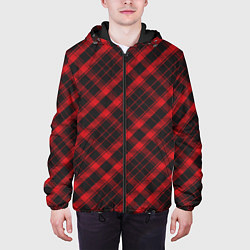 Куртка с капюшоном мужская Узор в клеточку, цвет: 3D-черный — фото 2