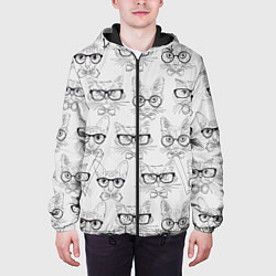 Куртка с капюшоном мужская Кошки в очках, цвет: 3D-черный — фото 2