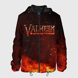 Куртка с капюшоном мужская Valheim огненный лого, цвет: 3D-черный