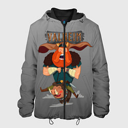 Куртка с капюшоном мужская Valheim викинг на свине, цвет: 3D-черный