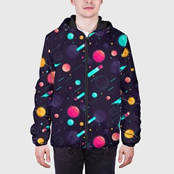 Куртка с капюшоном мужская Космические движения комет, цвет: 3D-черный — фото 2