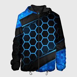 Куртка с капюшоном мужская 3D luxury blue 3Д СОТЫ и плиты, цвет: 3D-черный