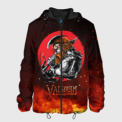 Куртка с капюшоном мужская Valheim огненный викинг, цвет: 3D-черный