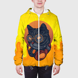 Куртка с капюшоном мужская D j Cat Кот диджей, цвет: 3D-белый — фото 2