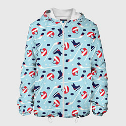 Куртка с капюшоном мужская Hockey Pattern, цвет: 3D-белый