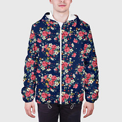Куртка с капюшоном мужская Розы и Ромашки, цвет: 3D-белый — фото 2