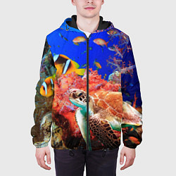 Куртка с капюшоном мужская Морская черепаха, цвет: 3D-черный — фото 2