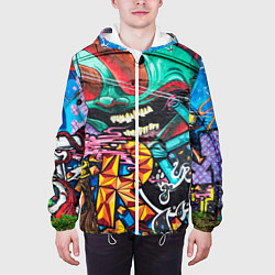 Куртка с капюшоном мужская Граффити, цвет: 3D-белый — фото 2
