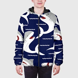 Куртка с капюшоном мужская Акулы, цвет: 3D-черный — фото 2