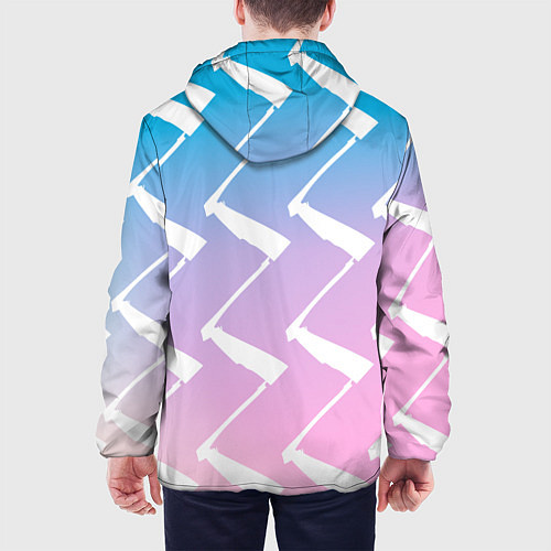 Мужская куртка Котик-рыбка-единорог / 3D-Белый – фото 4