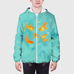 Куртка с капюшоном мужская Золотые рыбки, цвет: 3D-белый — фото 2