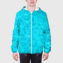 Куртка с капюшоном мужская Морская тема, цвет: 3D-белый — фото 2
