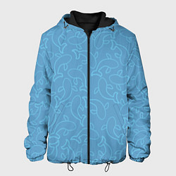 Куртка с капюшоном мужская Рыбки на голубом, цвет: 3D-черный