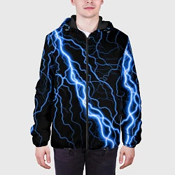 Куртка с капюшоном мужская ГОЛУБАЯ МОЛНИЯ ГРОЗА, цвет: 3D-черный — фото 2