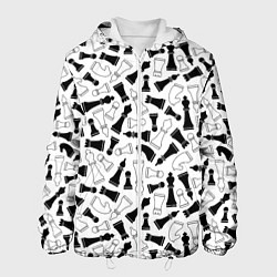 Куртка с капюшоном мужская Шахматы, цвет: 3D-белый