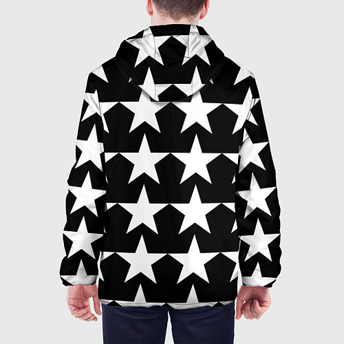 Мужская куртка Белые звёзды на чёрном фоне / 3D-Белый – фото 4